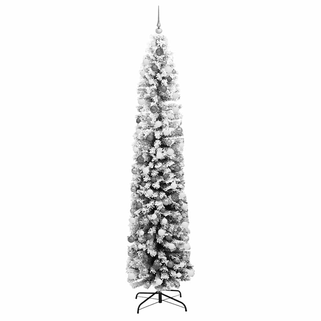 vidaXL Artificial Christmas Tree with LED Light Green and White 240 cm
