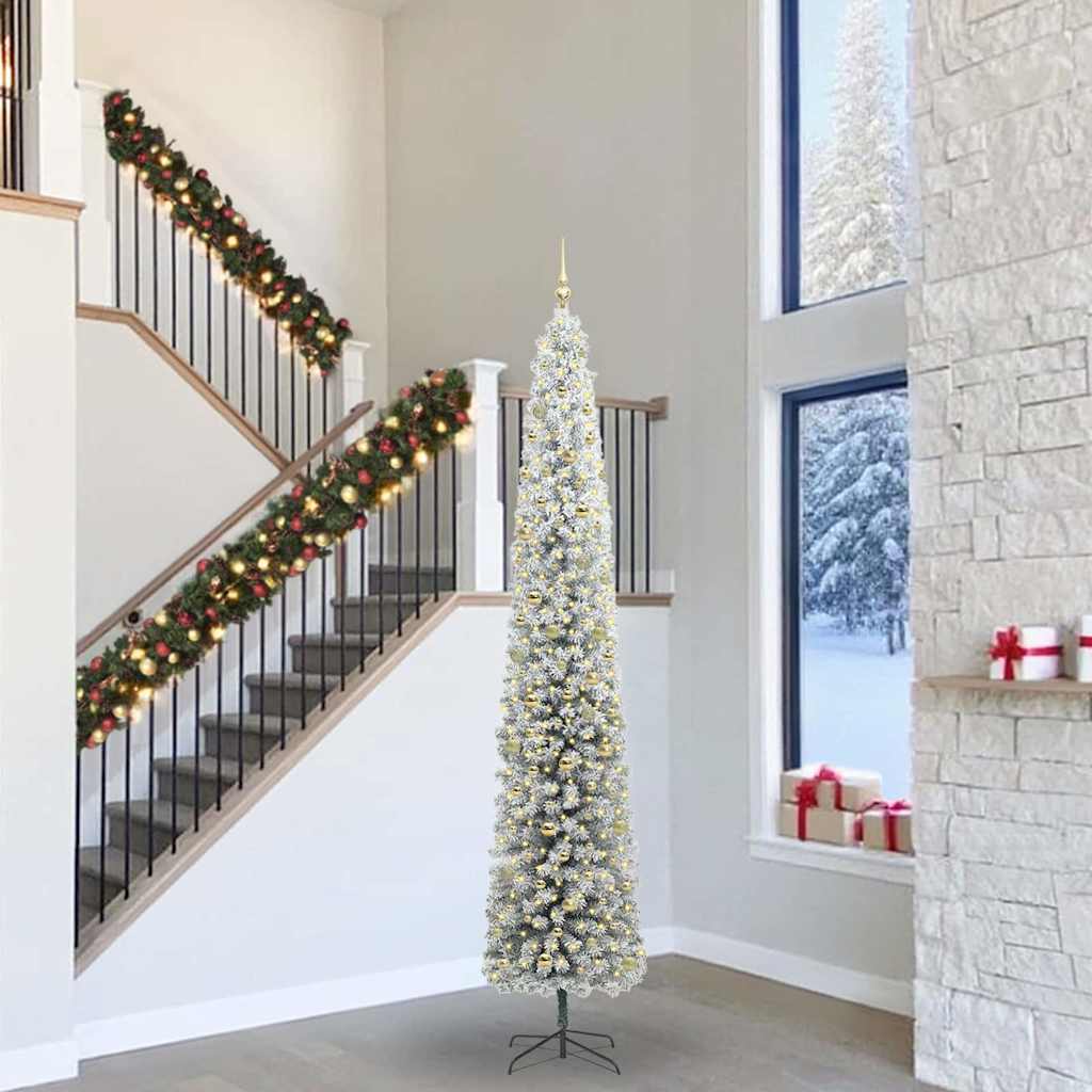 vidaXL Artificial Christmas Tree Green and White 300 cm