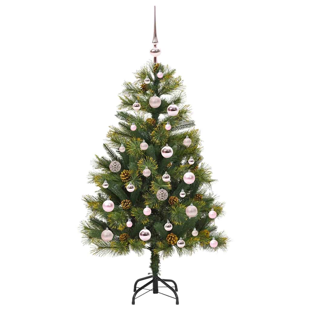 vidaXL Artificial Hinged Christmas Tree with Cones Green 120 cm