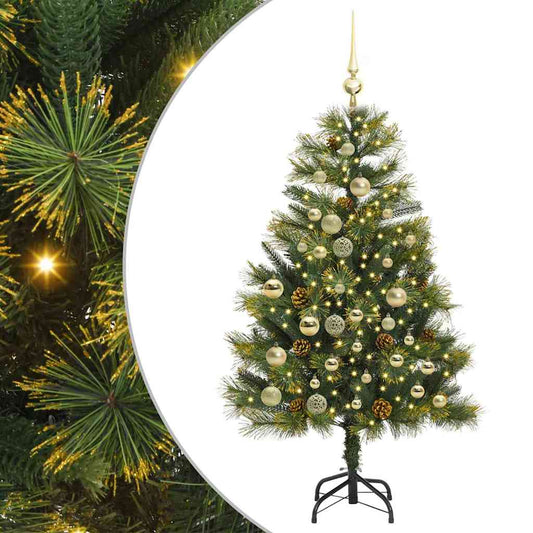 vidaXL Artificial Hinged Christmas Tree with Cones Green 120 cm