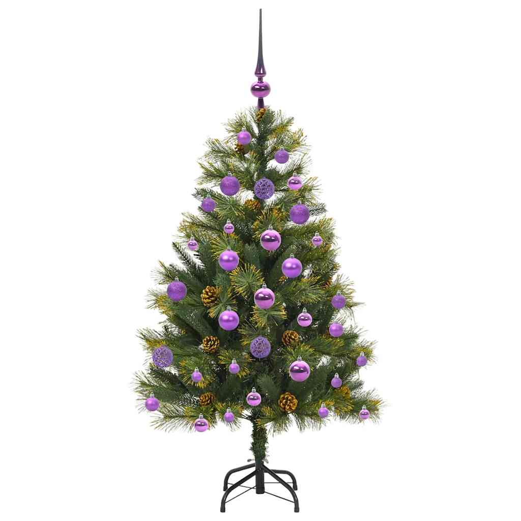 vidaXL Artificial Hinged Christmas Tree with Cones Green 120 cm