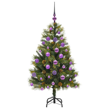 vidaXL Artificial Hinged Christmas Tree with Cones Green 120 cm