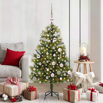 vidaXL Artificial Hinged Christmas Tree with Cones Green 150 cm