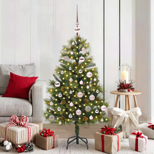 vidaXL Artificial Hinged Christmas Tree with Cones Green 150 cm
