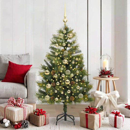 vidaXL Artificial Hinged Christmas Tree with Cones Green 150 cm