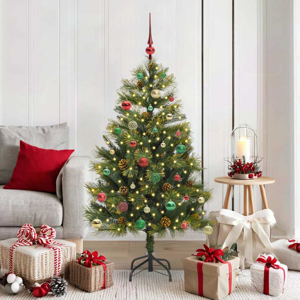 vidaXL Artificial Hinged Christmas Tree with Cones Green 150 cm