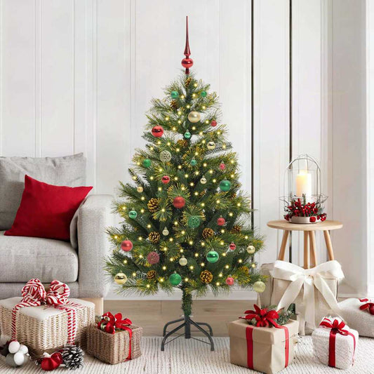 vidaXL Artificial Hinged Christmas Tree with Cones Green 150 cm