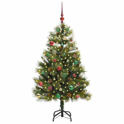 vidaXL Artificial Hinged Christmas Tree with Cones Green 150 cm