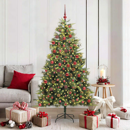vidaXL Artificial Hinged Christmas Tree with Cones Green 180 cm