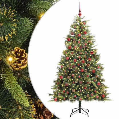 vidaXL Artificial Hinged Christmas Tree with Cones Green 180 cm