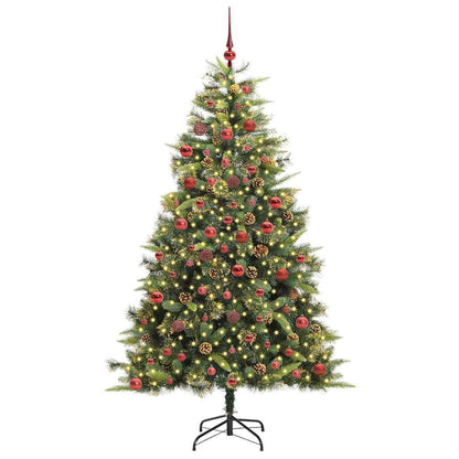 vidaXL Artificial Hinged Christmas Tree with Cones Green 180 cm