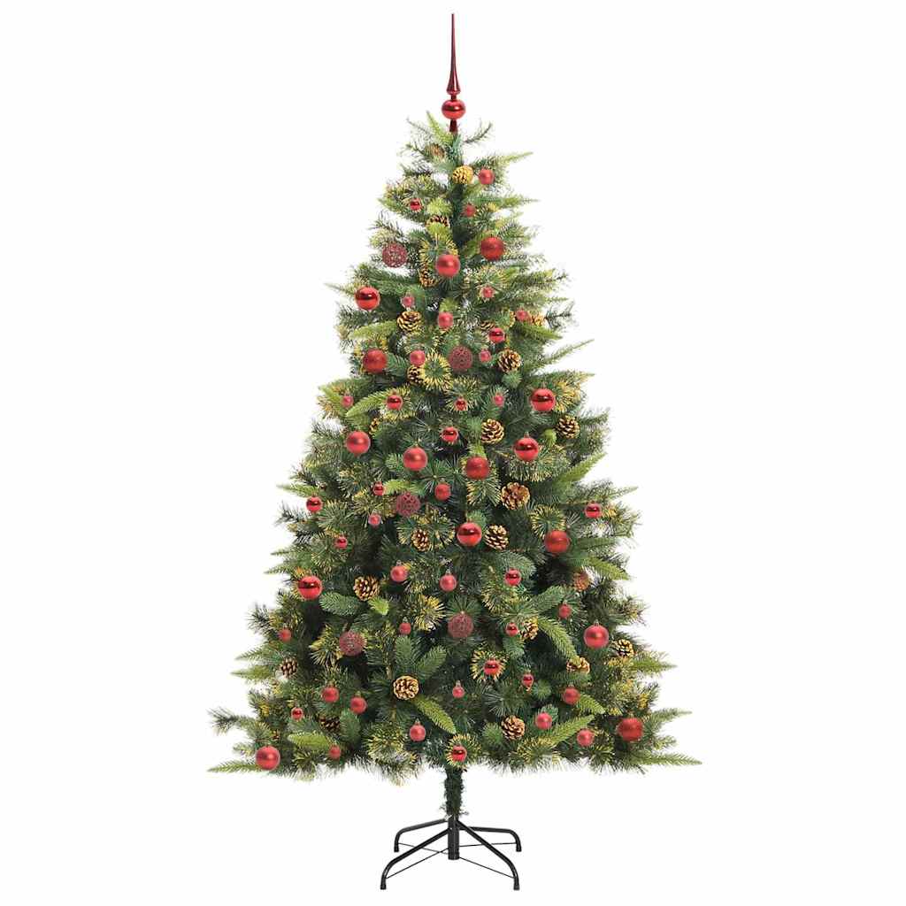 vidaXL Artificial Hinged Christmas Tree with Cones Green 180 cm