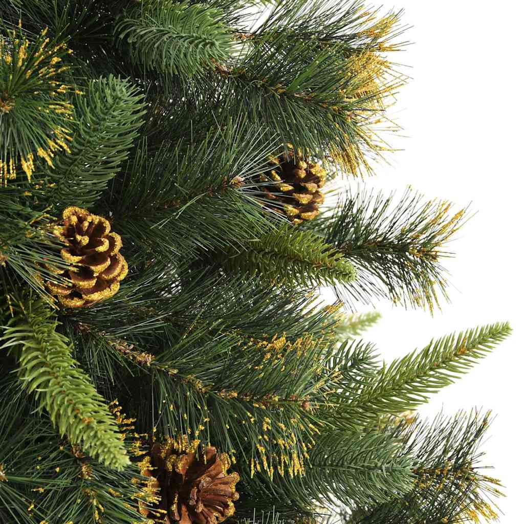vidaXL Artificial Hinged Christmas Tree with Cones Green 180 cm