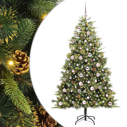 vidaXL Artificial Hinged Christmas Tree with Cones Green 180 cm