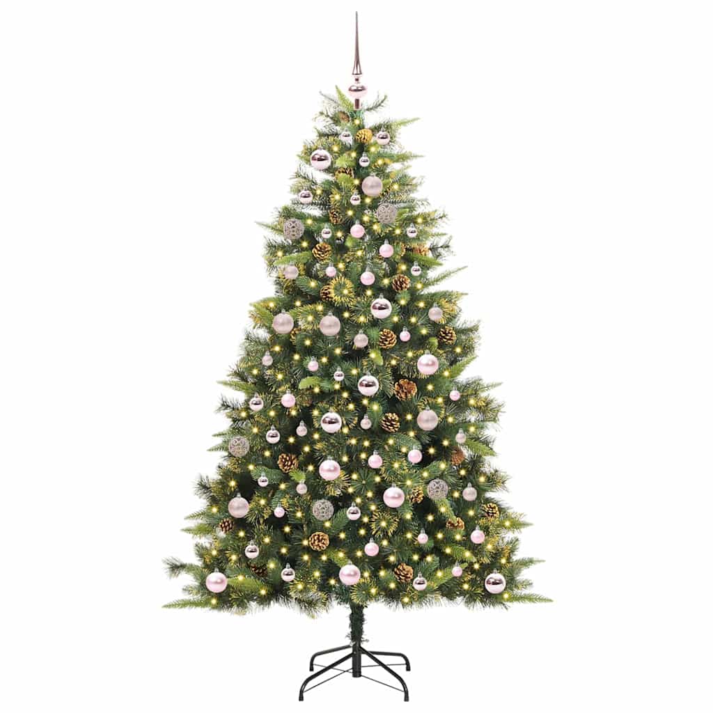 vidaXL Artificial Hinged Christmas Tree with Cones Green 180 cm