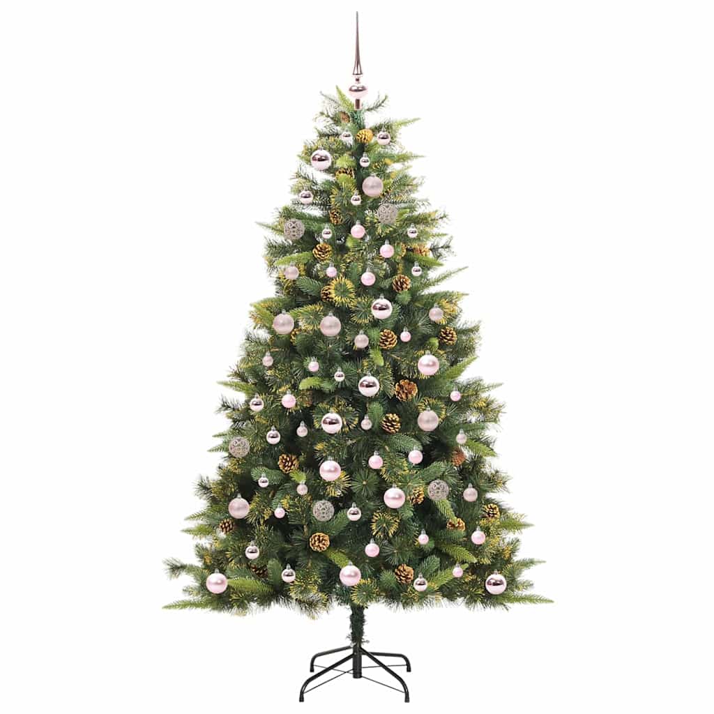 vidaXL Artificial Hinged Christmas Tree with Cones Green 180 cm