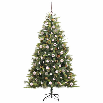 vidaXL Artificial Hinged Christmas Tree with Cones Green 180 cm