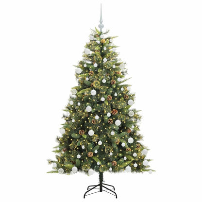 vidaXL Artificial Hinged Christmas Tree with Cones Green 180 cm