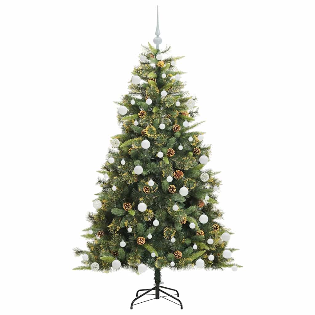 vidaXL Artificial Hinged Christmas Tree with Cones Green 180 cm