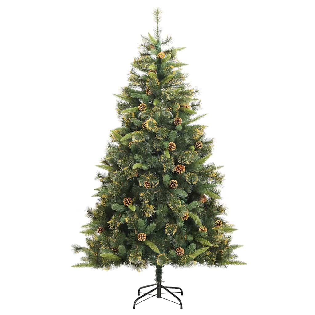 vidaXL Artificial Hinged Christmas Tree with Cones Green 180 cm