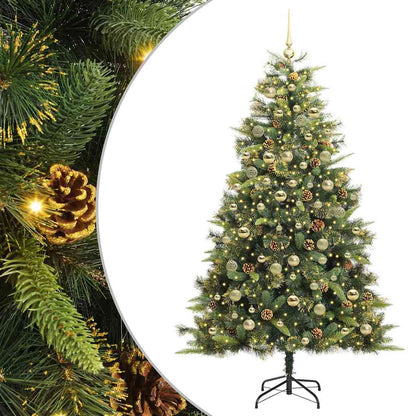 vidaXL Artificial Hinged Christmas Tree with Cones Green 180 cm