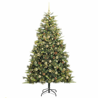 vidaXL Artificial Hinged Christmas Tree with Cones Green 180 cm
