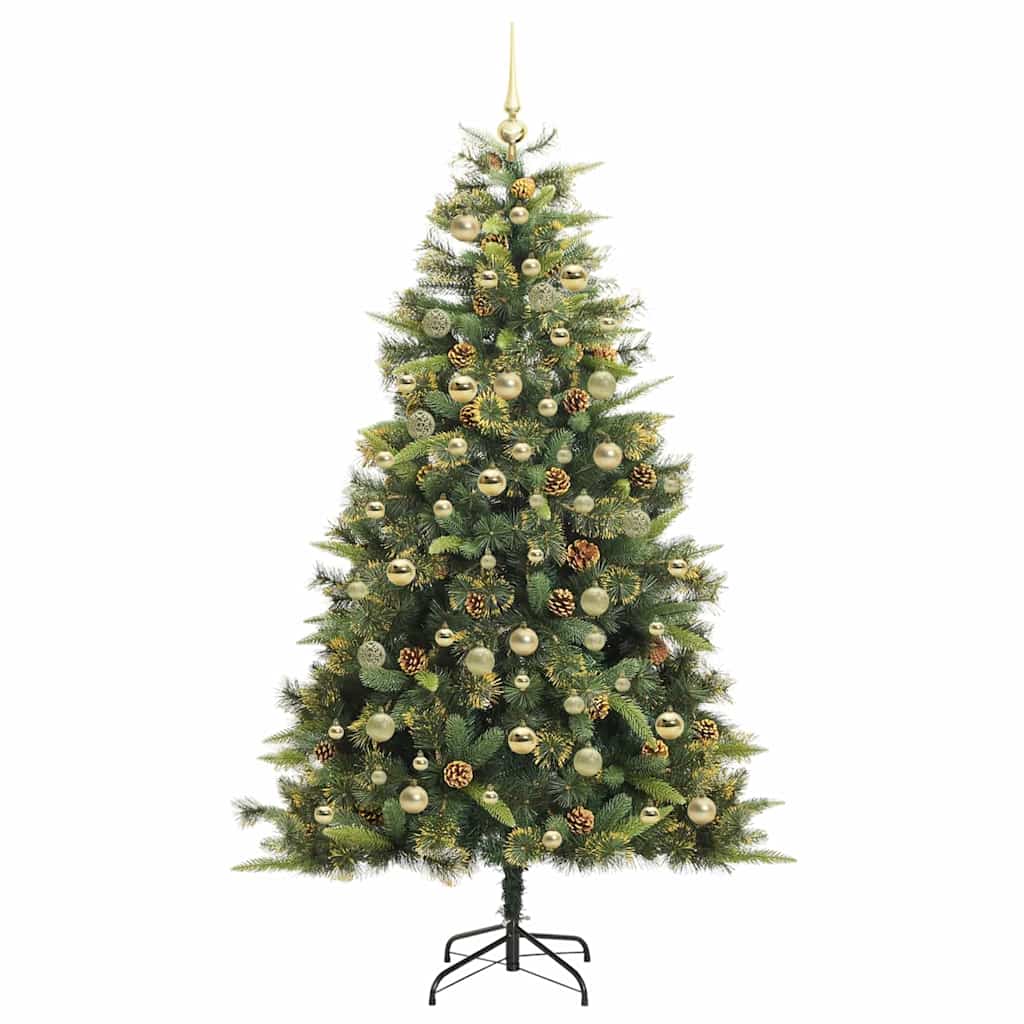 vidaXL Artificial Hinged Christmas Tree with Cones Green 180 cm