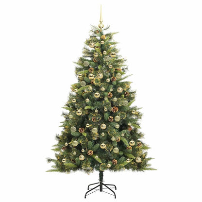 vidaXL Artificial Hinged Christmas Tree with Cones Green 180 cm