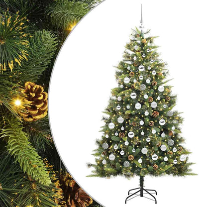 vidaXL Artificial Hinged Christmas Tree with Cones Green 180 cm