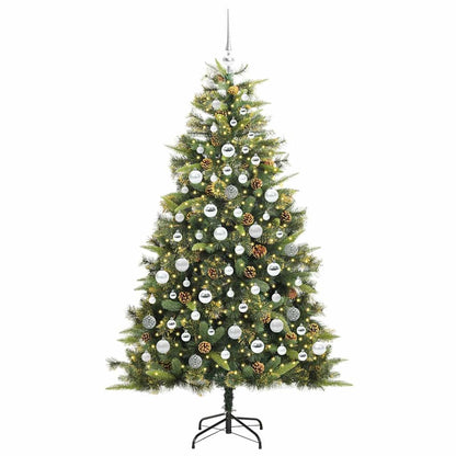 vidaXL Artificial Hinged Christmas Tree with Cones Green 180 cm
