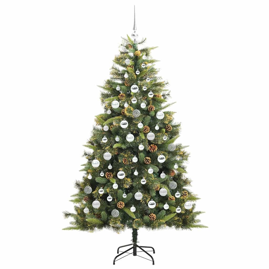 vidaXL Artificial Hinged Christmas Tree with Cones Green 180 cm