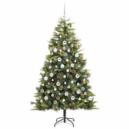 vidaXL Artificial Hinged Christmas Tree with Cones Green 180 cm