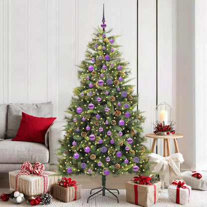 vidaXL Artificial Hinged Christmas Tree with Cones Green 180 cm