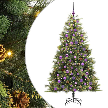 vidaXL Artificial Hinged Christmas Tree with Cones Green 180 cm