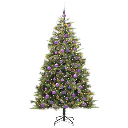 vidaXL Artificial Hinged Christmas Tree with Cones Green 180 cm