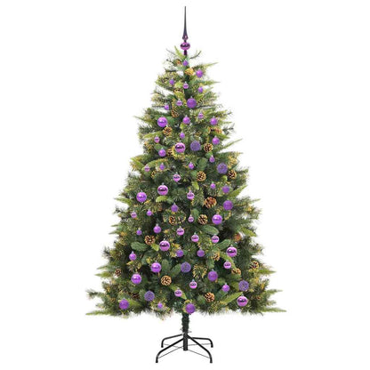 vidaXL Artificial Hinged Christmas Tree with Cones Green 180 cm