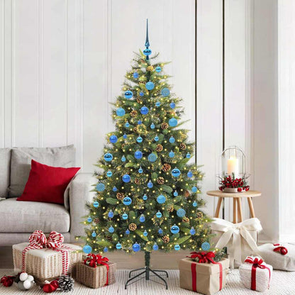 vidaXL Artificial Hinged Christmas Tree with Cones Green 180 cm