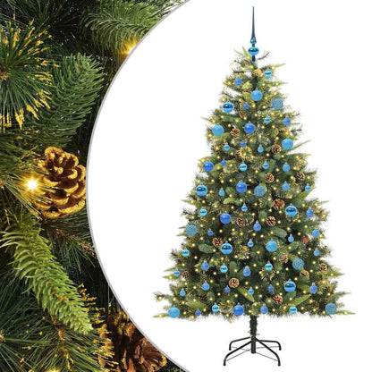 vidaXL Artificial Hinged Christmas Tree with Cones Green 180 cm