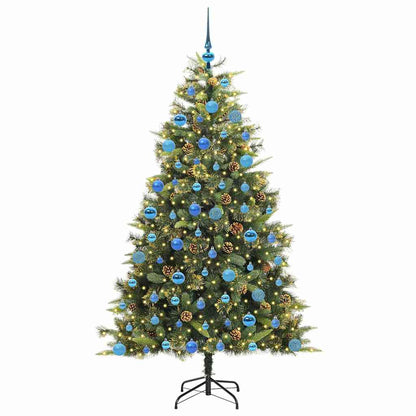 vidaXL Artificial Hinged Christmas Tree with Cones Green 180 cm