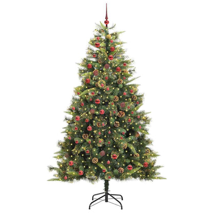 vidaXL Artificial Hinged Christmas Tree with Cones Green 210 cm