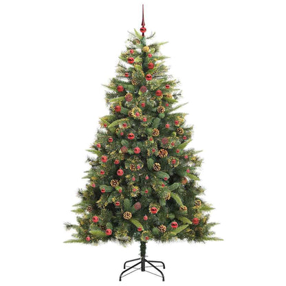vidaXL Artificial Hinged Christmas Tree with Cones Green 210 cm