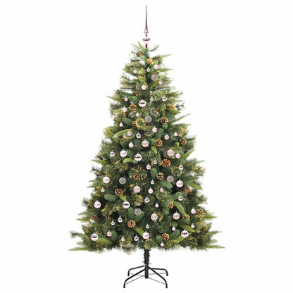 vidaXL Artificial Hinged Christmas Tree with Cones Green 210 cm