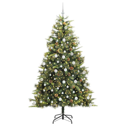vidaXL Artificial Hinged Christmas Tree with Cones Green 210 cm