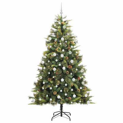 vidaXL Artificial Hinged Christmas Tree with Cones Green 210 cm