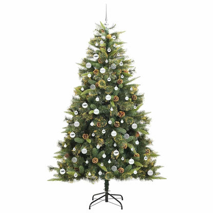 vidaXL Artificial Hinged Christmas Tree with Cones Green 210 cm