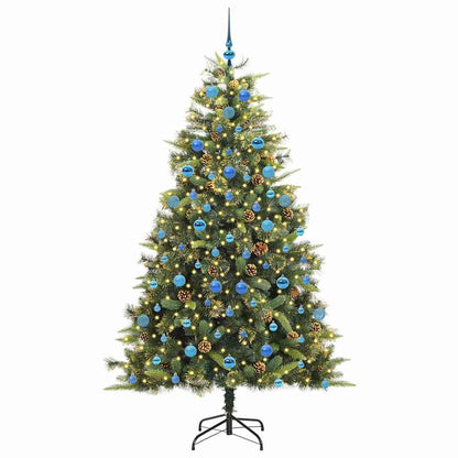 vidaXL Artificial Hinged Christmas Tree with Cones Green 210 cm