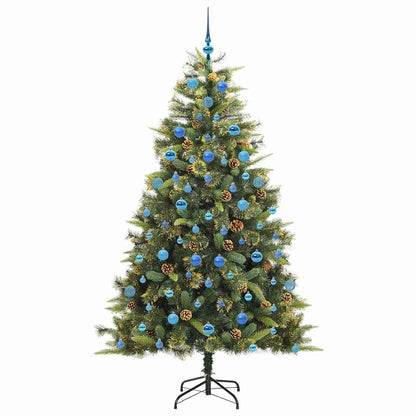 vidaXL Artificial Hinged Christmas Tree with Cones Green 210 cm