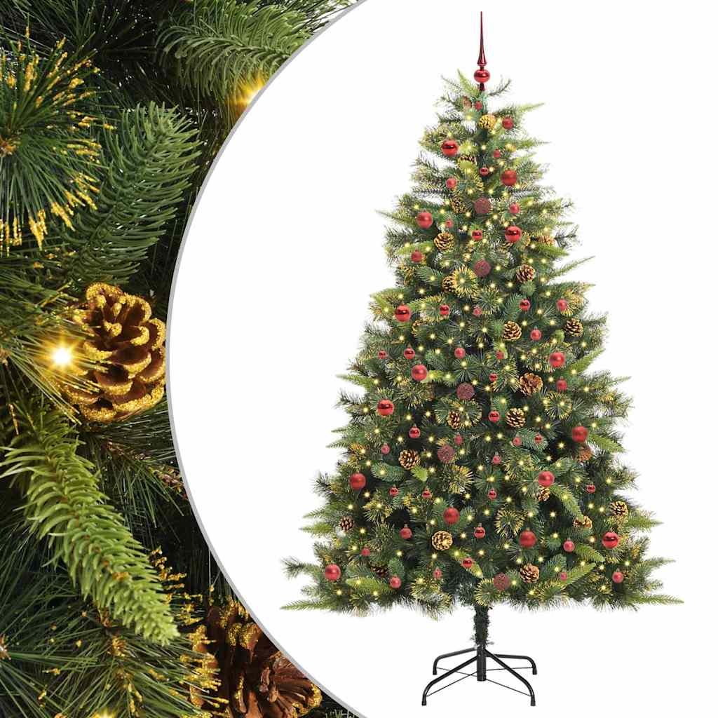 vidaXL Artificial Hinged Christmas Tree with Cones Green 240 cm