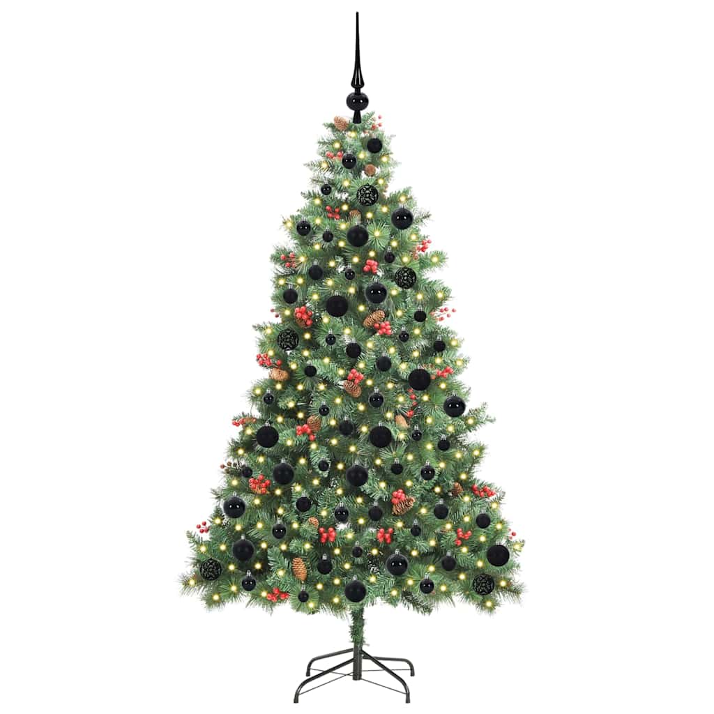 vidaXL Artificial Christmas Tree 300 LEDs Warm White PVC and Metal