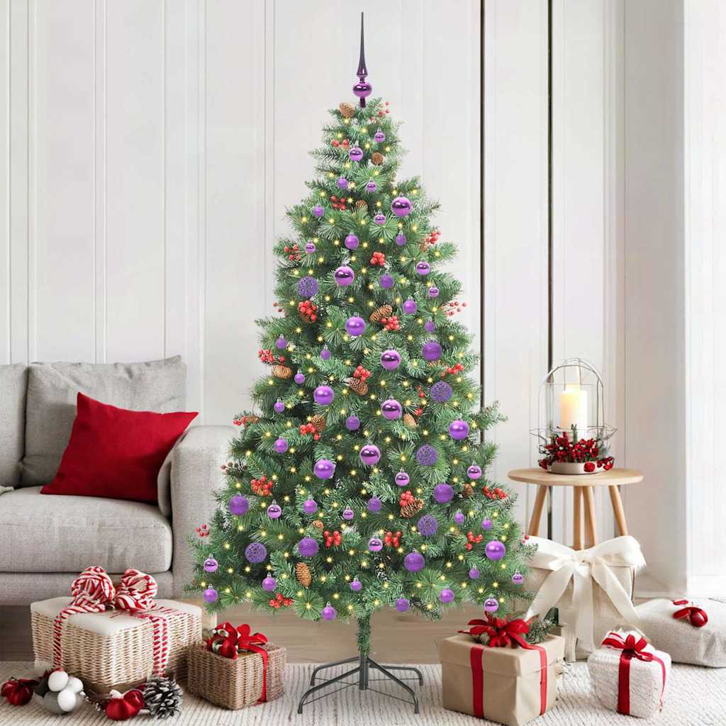 vidaXL Artificial Christmas Tree 300 LEDs Warm White PVC and Metal
